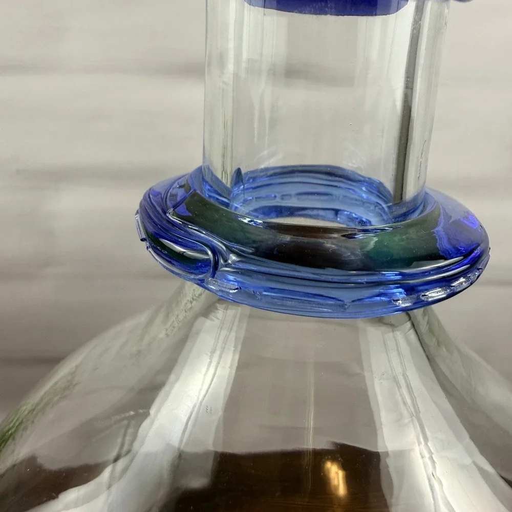 Blenko 3751D Ring Decanter Sky Blue Crystal Glass Ball Stopper